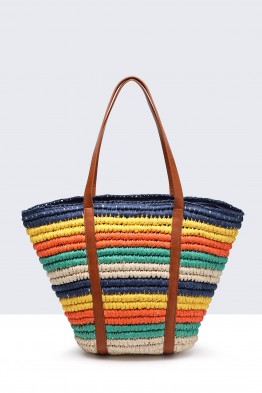 9117-BV Multicolor Crocheted paper straw handbag