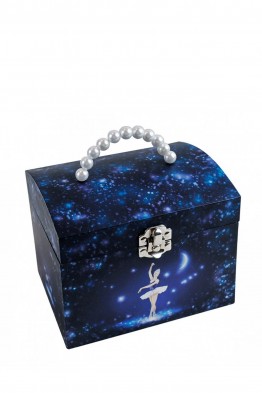 S90070 Grande Boite à Bijoux Musicale Danseuse Etoile - Vanity Case - Bleu Nuit