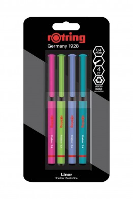 rOtring stylos-feutres à pointe fine 0,4 mm Fineliner pour l’écriture et le dessin 4 couleurs assortis