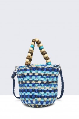 83002-BV Multicolored paper straw bucket handbag