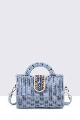 9140-BV Paper straw handbag on rigid frame