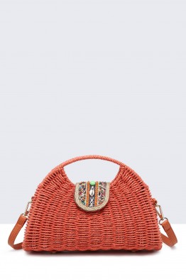 9141-BV Paper straw handbag on rigid frame