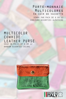Porte-monnaie Pochette Multicolores cuir métallisé ZE-8001-MTMC