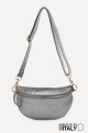 Metalic Leather fanny pack ZE-9009-MT : Colors:Dark silver (L020)